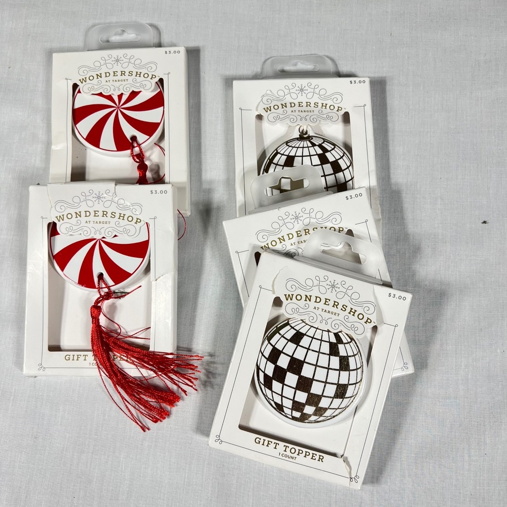 Wondershop Gift Topper Ornament Set Peppermint Disco Ball Multi Color 5 Pack